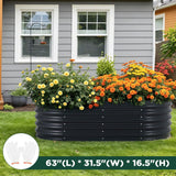 Oval Raised Garden Bed 160x80x42cm Galvanised Steel Planter - Front View
