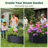 Oval Raised Garden Bed 160x80x42cm Galvanised Steel Planter - Side View
