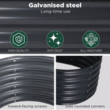 Oval Raised Garden Bed 160x80x42cm Galvanised Steel Planter - 45-Degree Angle