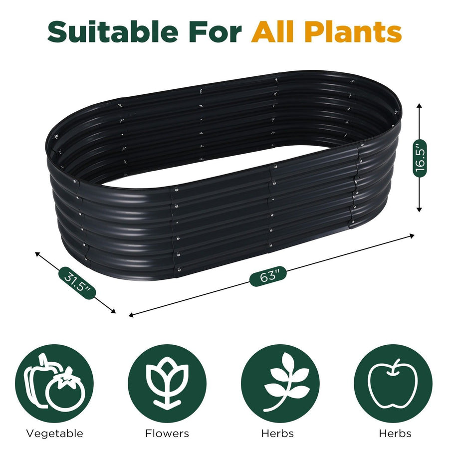 Oval Raised Garden Bed 160x80x42cm Galvanised Steel Planter