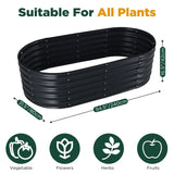 Oval Raised Garden Bed Galvanised Steel 240x80x42cm Planter - Low Angle