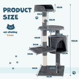 Cat Tower Tree Scratching Post Dark Grey Condo 112cm - Front View