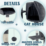 Cat Tower Tree Scratching Post Dark Grey Condo 112cm