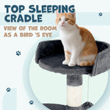 Cat Tower Tree Scratching Post Dark Grey Condo 112cm - Top-Down View