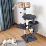 Cat Tower Tree Scratching Post Dark Grey Condo 112cm - Close-Up Angle