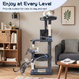 Cat Tower Tree Condo Scratching Post Dark Grey 142cm - Front View