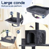 Cat Tower Tree Condo Scratching Post Dark Grey 142cm - Rear View