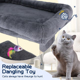 Cat Tower Tree Condo Scratching Post Dark Grey 142cm - Close-Up Angle