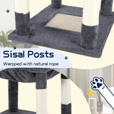 Cat Tower Tree Condo Scratching Post Dark Grey 142cm - Low Angle