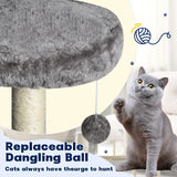 Large Grey Cat Tree Tower Condo with Scratching Post Bed - Close-Up Angle