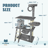 Grey Cat Tree Tower Condo Scratching Post Bed Stand 1.4M - Top-Down View