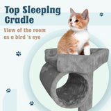 Grey Cat Tree Tower Condo Scratching Post Bed Stand 1.4M - Rear View