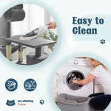 Grey Cat Tree Tower Condo Scratching Post Bed Stand 1.4M - Low Angle