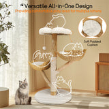 Cat Tree Scratcher Plush Sisal Willow Wood w Basket Cushion - Rear View