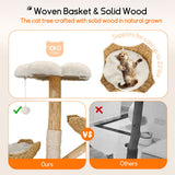 Cat Tree Scratcher Plush Sisal Willow Wood w Basket Cushion