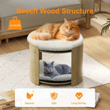 Elevated Double Cat Bed 2-Tier Wooden Plush Kitten Lounge - Top-Down View