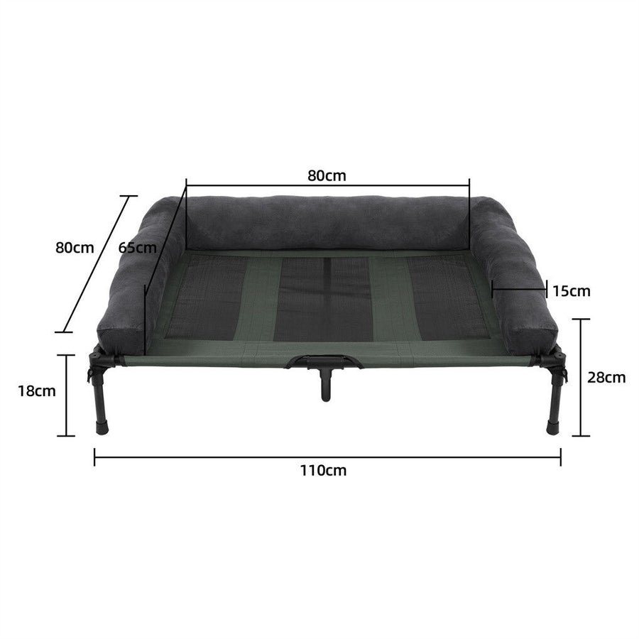XL Elevated Dog Bed 110x80x28cm Foldable Raised Pet Cot Indoor Outdoor