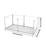 Clear Acrylic Dog Playpen 124x63x40CM, 6 Panels Cage - Side View