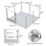 Large Acrylic Dog Playpen 120x120x61CM 8 Panels Cage - Front View