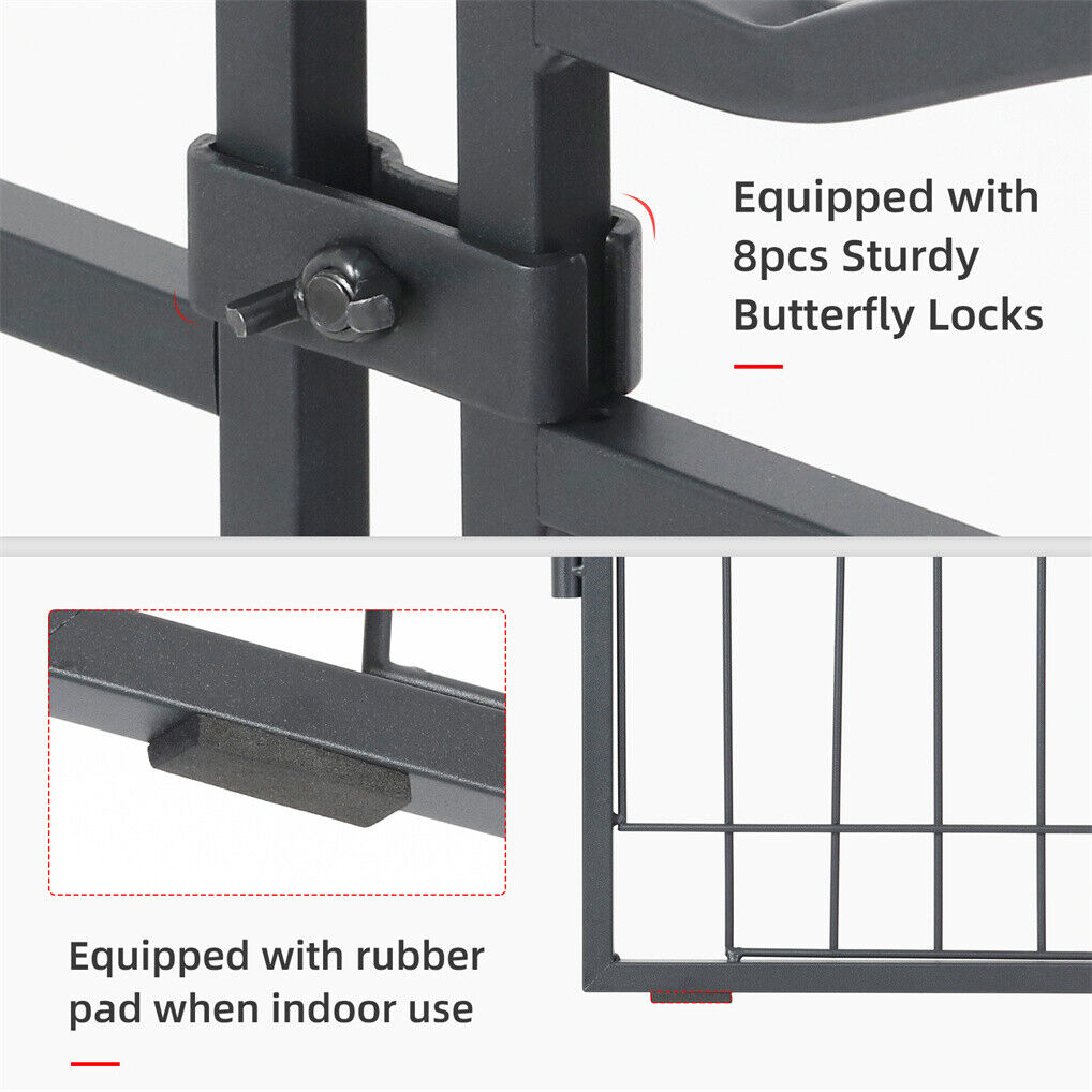8 Panel Pet Playpen Gate Extension w/ Lockable Door
