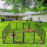 16 Panel Pet Playpen Gate Extension w/ Lockable Door Large Dog Cage - Side View
