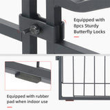 16 Panel Pet Playpen Gate Extension w/ Lockable Door Large Dog Cage - 45-Degree Angle