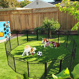 16 Panel Pet Playpen Gate Extension w/ Lockable Door Large Dog Cage - Close-Up Angle