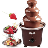 3-Tier Electric Chocolate Fondue Fountain Stainless Steel 0.9L - 45-Degree Angle