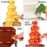 3-Tier Electric Chocolate Fondue Fountain Stainless Steel 0.9L - Close-Up Angle
