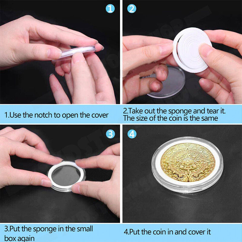 100PCS Clear Plastic Coin Holder Storage Box 20-30mm