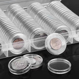 100pcs 46mm Clear Plastic Coin Holder Capsules Storage Box - 45-Degree Angle