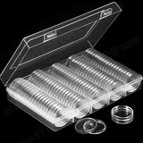 100pcs 46mm Clear Plastic Coin Holder Capsules Storage Box - Rear View