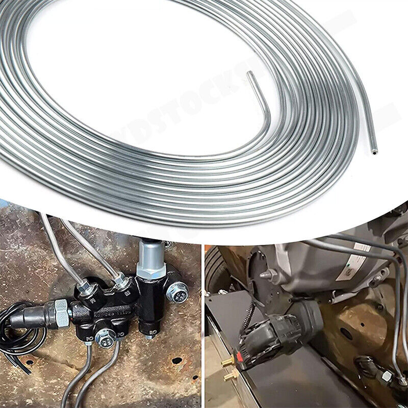 25Ft 3/16'' OD Steel Zinc Brake Line Tubing Kit 150MPa +32 Fittings