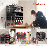 Power Tool Rack Organizer - Wall Mount Drill Holder, 4 Layers - Front View