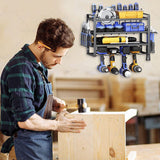 4-Layer Heavy Duty Drill Holder Wall Mount Tool Rack Organizer, - Close-Up Angle