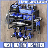4-Layer Heavy Duty Drill Holder Wall Mount Tool Rack Organizer, - Extra Image