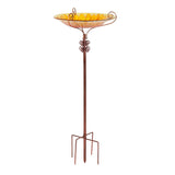 Solar Bird Bath Feeder Fountain Deck Post Mount - Top-Down View