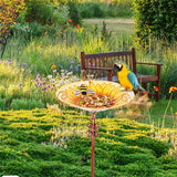 Solar Bird Bath Feeder Fountain Deck Post Mount