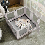 Indoor Dog Pen Tempered Glass Kennel w/ Pad - Front View