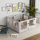 Indoor Dog Pen Tempered Glass Kennel w/ Pad - Side View