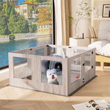 Indoor Dog Pen Tempered Glass Kennel w/ Pad