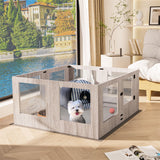 Indoor Dog Pen Tempered Glass Kennel w/ Pad - Top-Down View