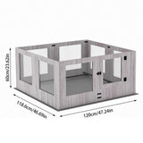 Indoor Dog Pen Tempered Glass Kennel w/ Pad - Close-Up Angle