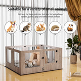 Indoor Dog Pen Tempered Glass Kennel w/ Pad - Low Angle