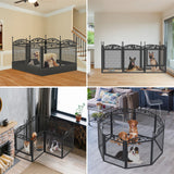 XL Metal Dog Playpen Indoor Fence with Waterproof Pad - Rear View