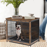 Small Wooden Dog Crate Indoor Kennel 63x51x59cm End Table Nightstand - Front View