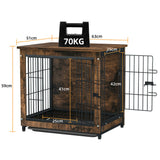 Small Wooden Dog Crate Indoor Kennel 63x51x59cm End Table Nightstand - 45-Degree Angle