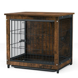 Medium Wooden Dog Crate Kennel 80.5x59x70cm End Table Nightstand - Front View