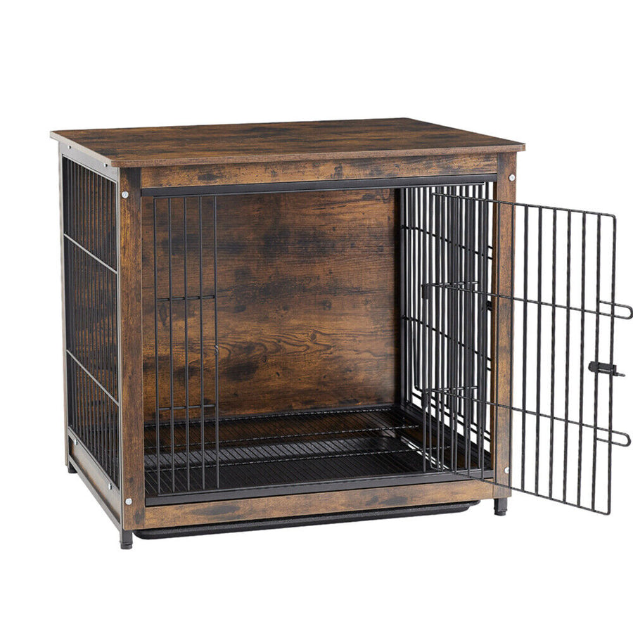 Medium Wooden Dog Crate Kennel 80.5x59x70cm End Table Nightstand, image 3