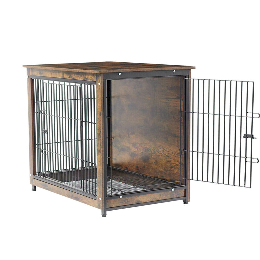 Medium Wooden Dog Crate Kennel 80.5x59x70cm End Table Nightstand, image 4